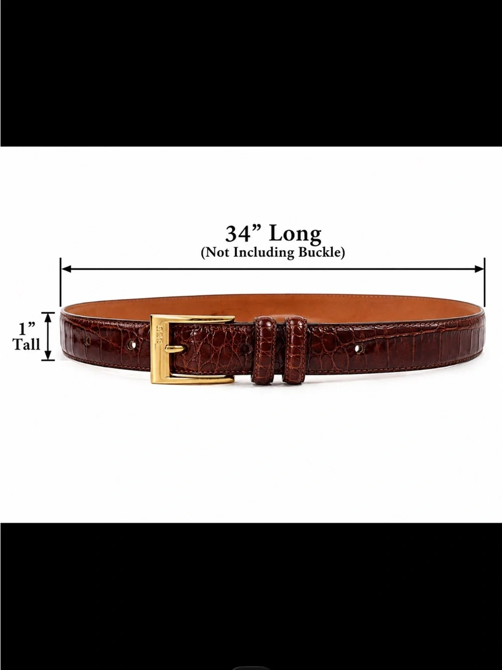 1990’s Ralph Lauren Croc-Embossed Leather Belt in Deep Cognac Size S ~ Excellent